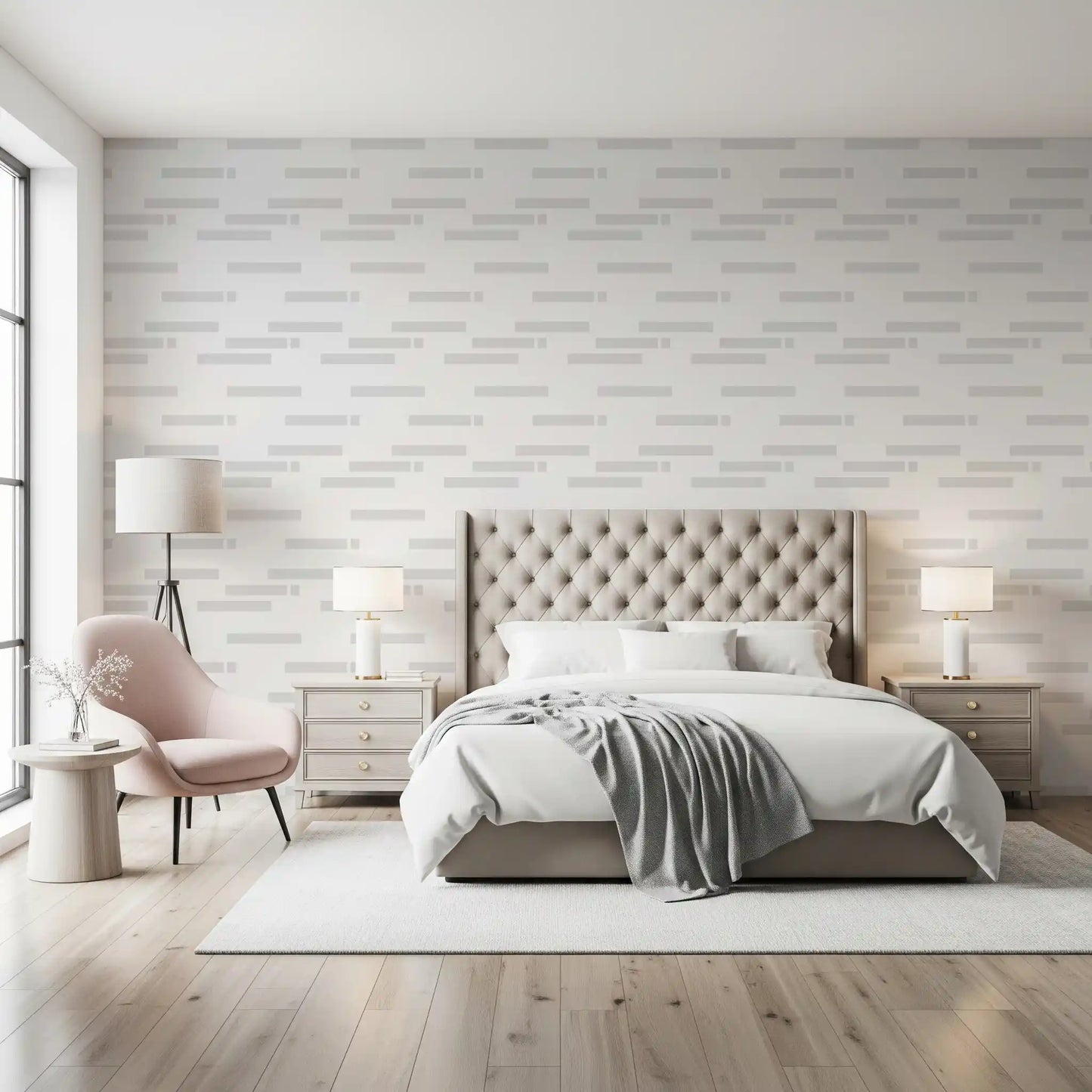 Scandi Neutral Stripe Block Wallpaper⁠