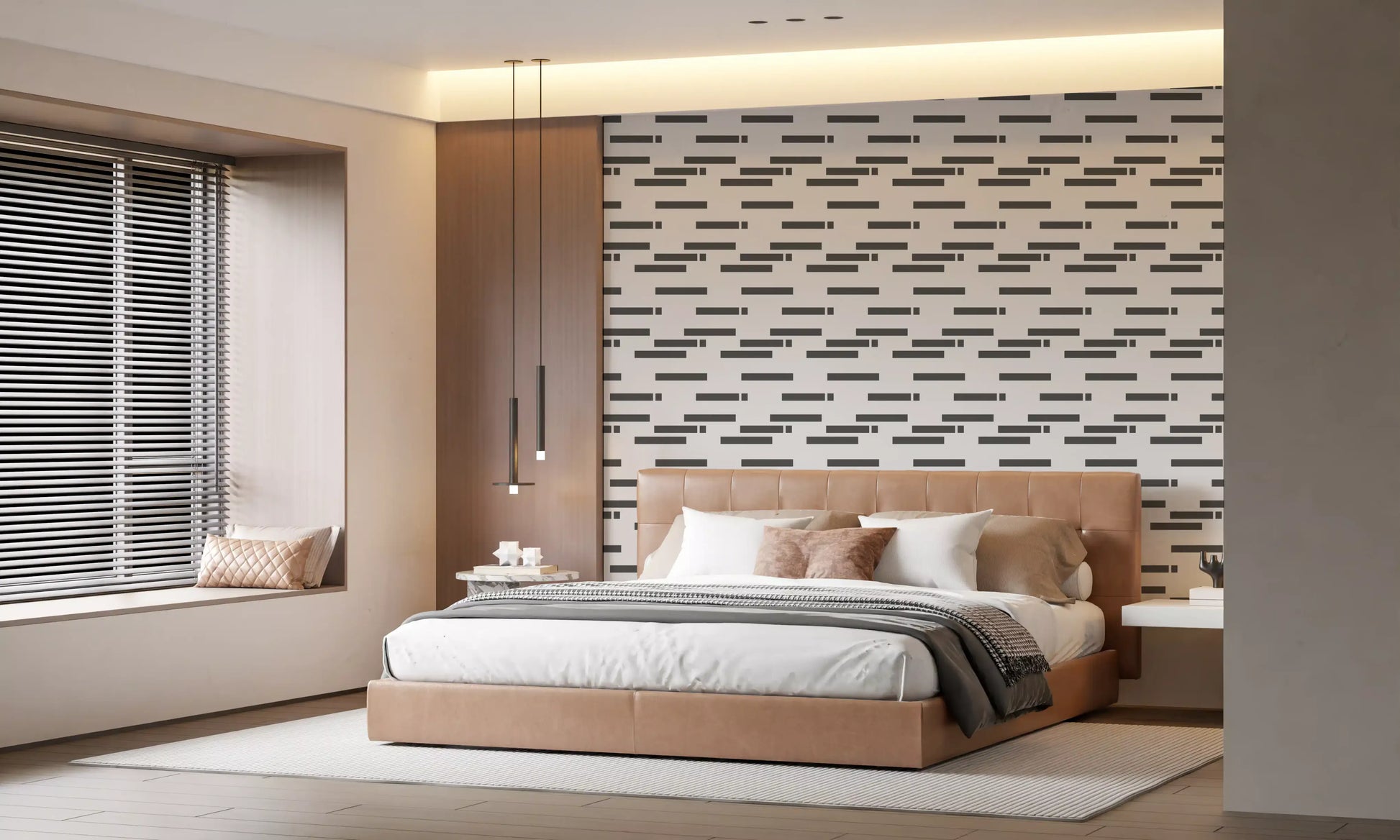 Industrial Slate Textured Linear Blocks Wallpaper⁠