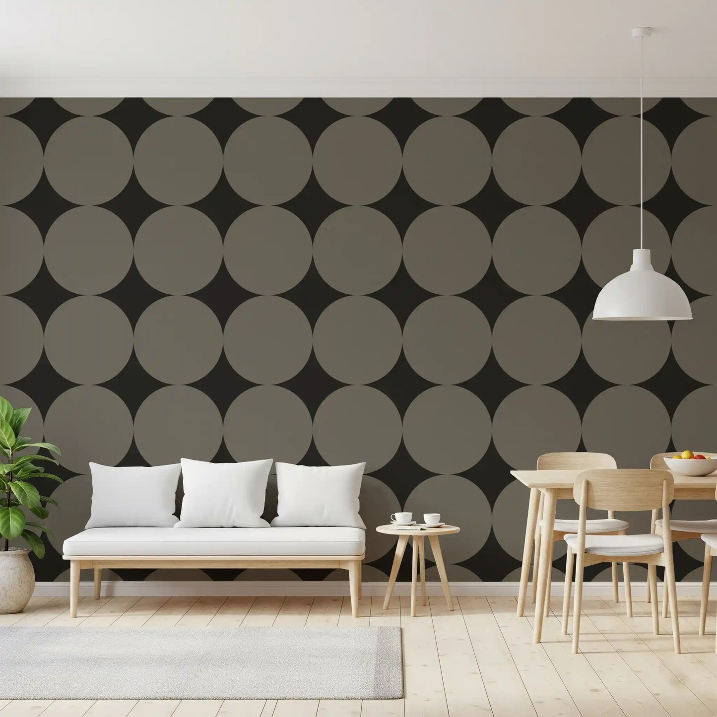 Symmetric Mid-Century Arcs and Stars Wallpaper⁠