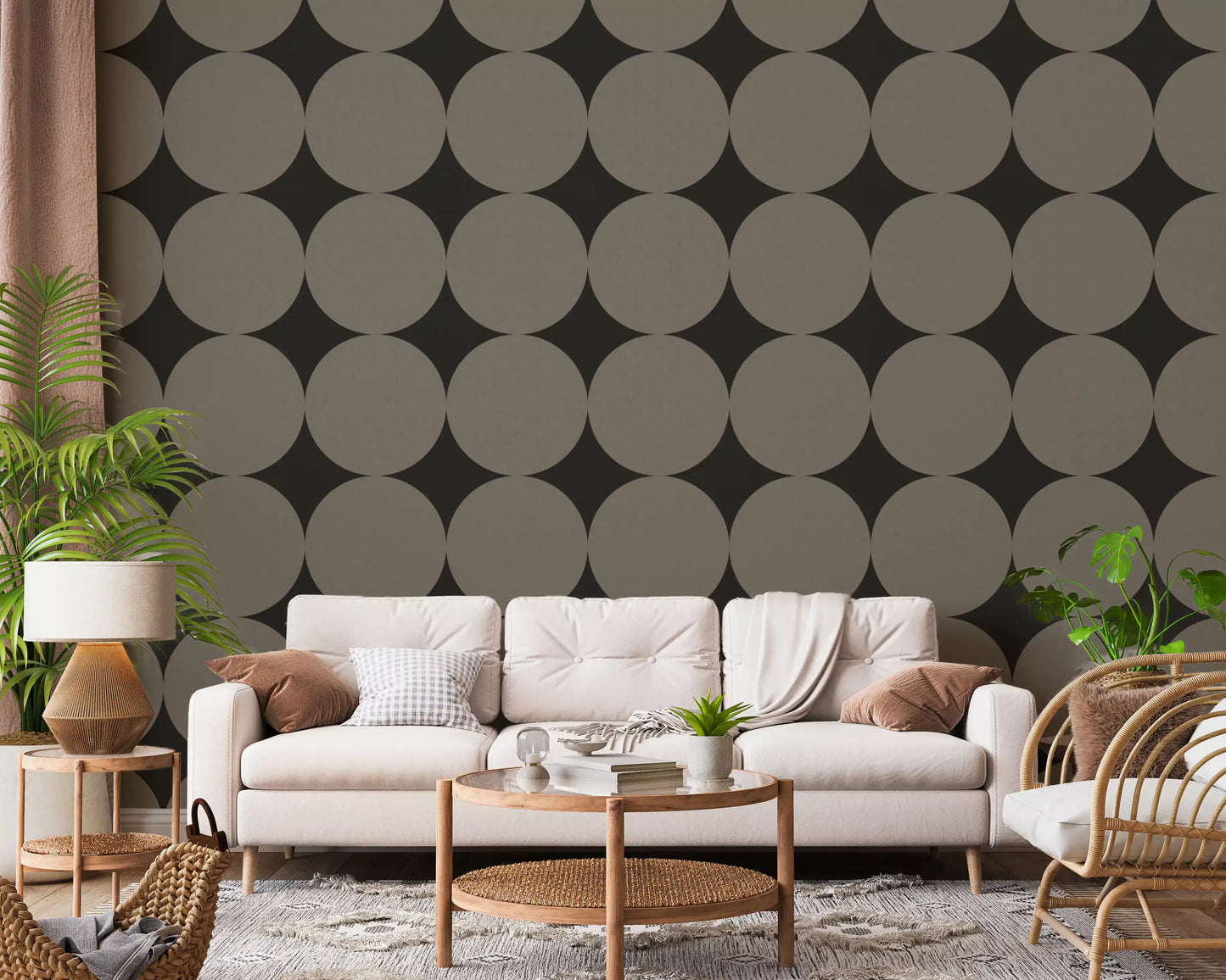 Symmetric Mid-Century Arcs and Stars Wallpaper⁠
