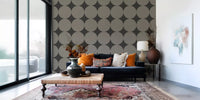 Symmetric Mid-Century Arcs and Stars Wallpaper⁠