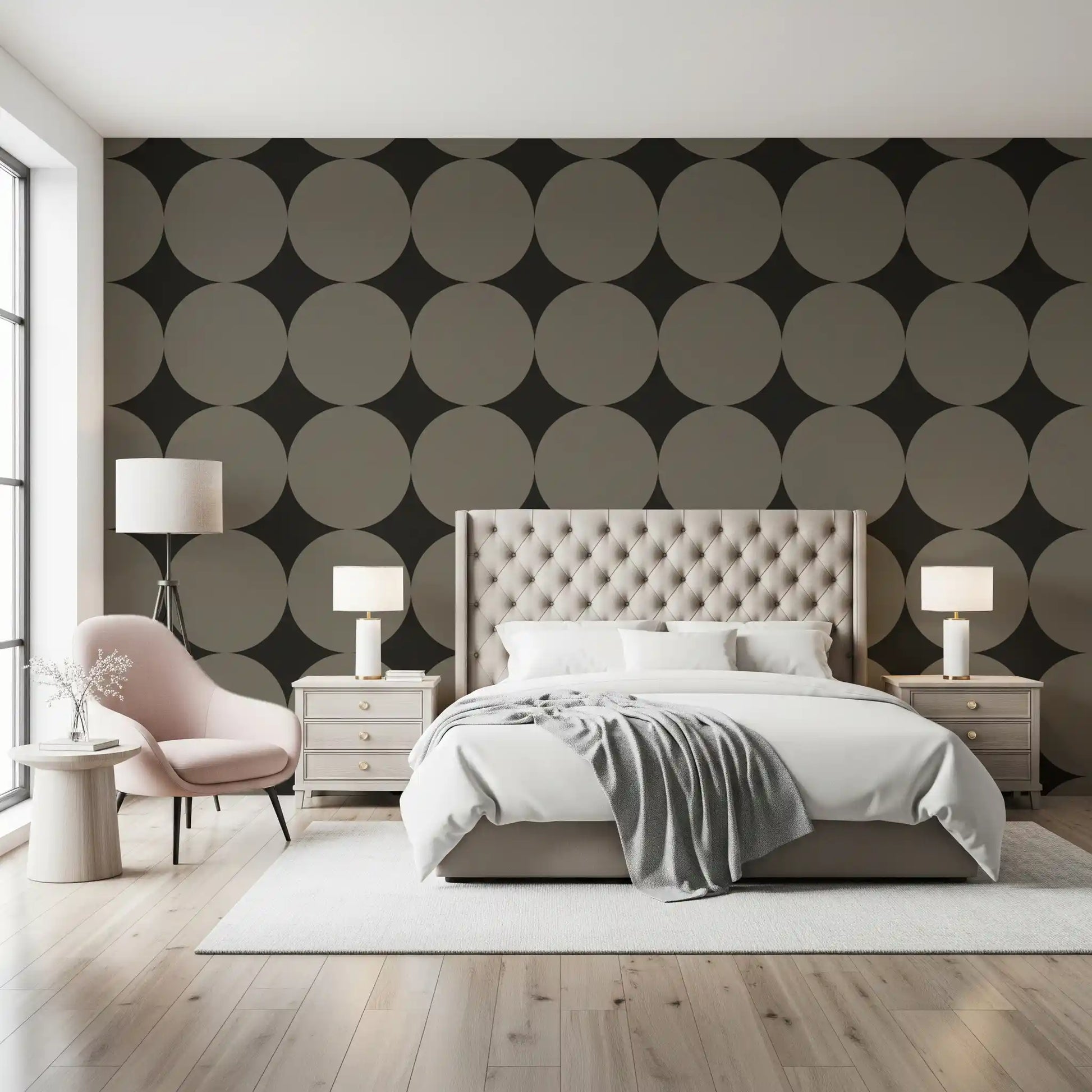 Symmetric Mid-Century Arcs and Stars Wallpaper⁠