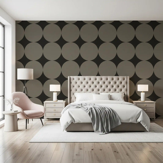 Symmetric Mid-Century Arcs and Stars Wallpaper⁠