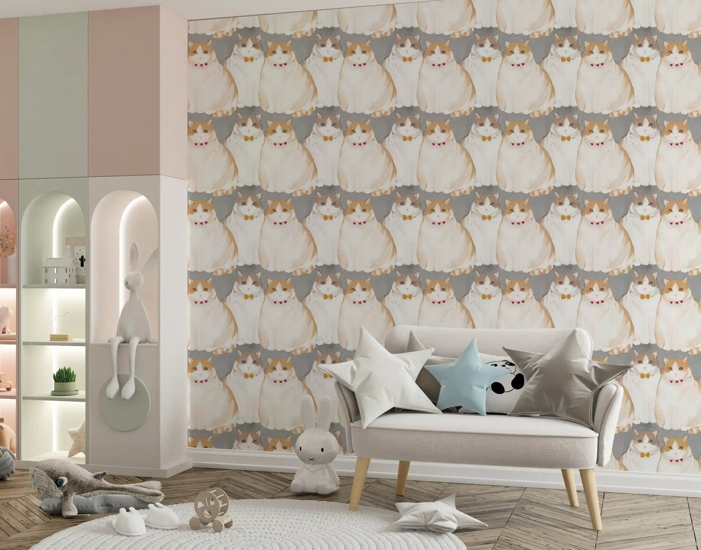 Adorable Chubby Kittens Repeating Wallpaper⁠