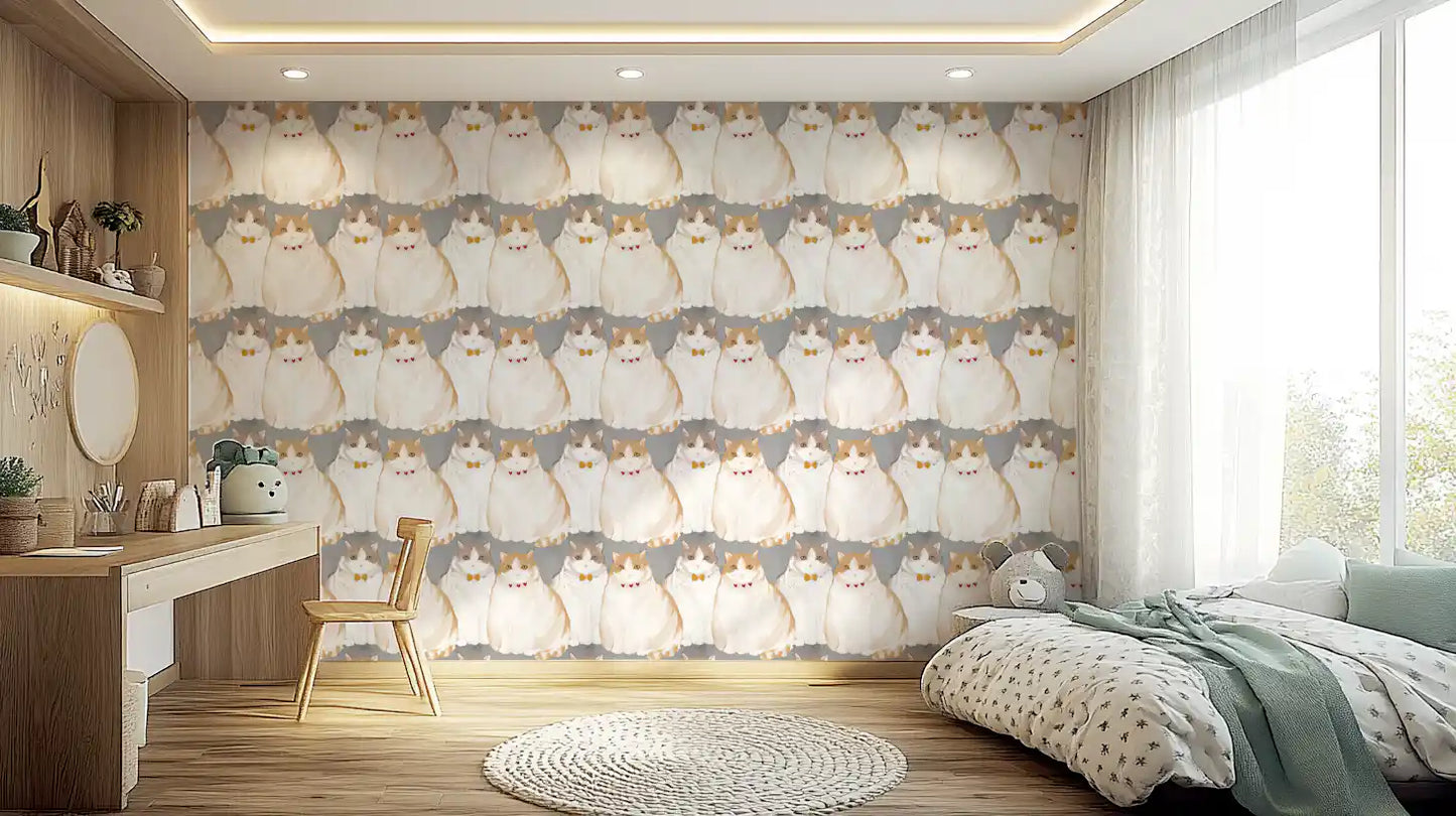 Adorable Chubby Kittens Repeating Wallpaper⁠