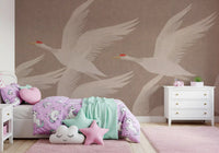 Red-Crowned Cranes in Soaring Harmony Wall Mural