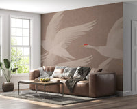 Red-Crowned Cranes in Soaring Harmony Wall Mural