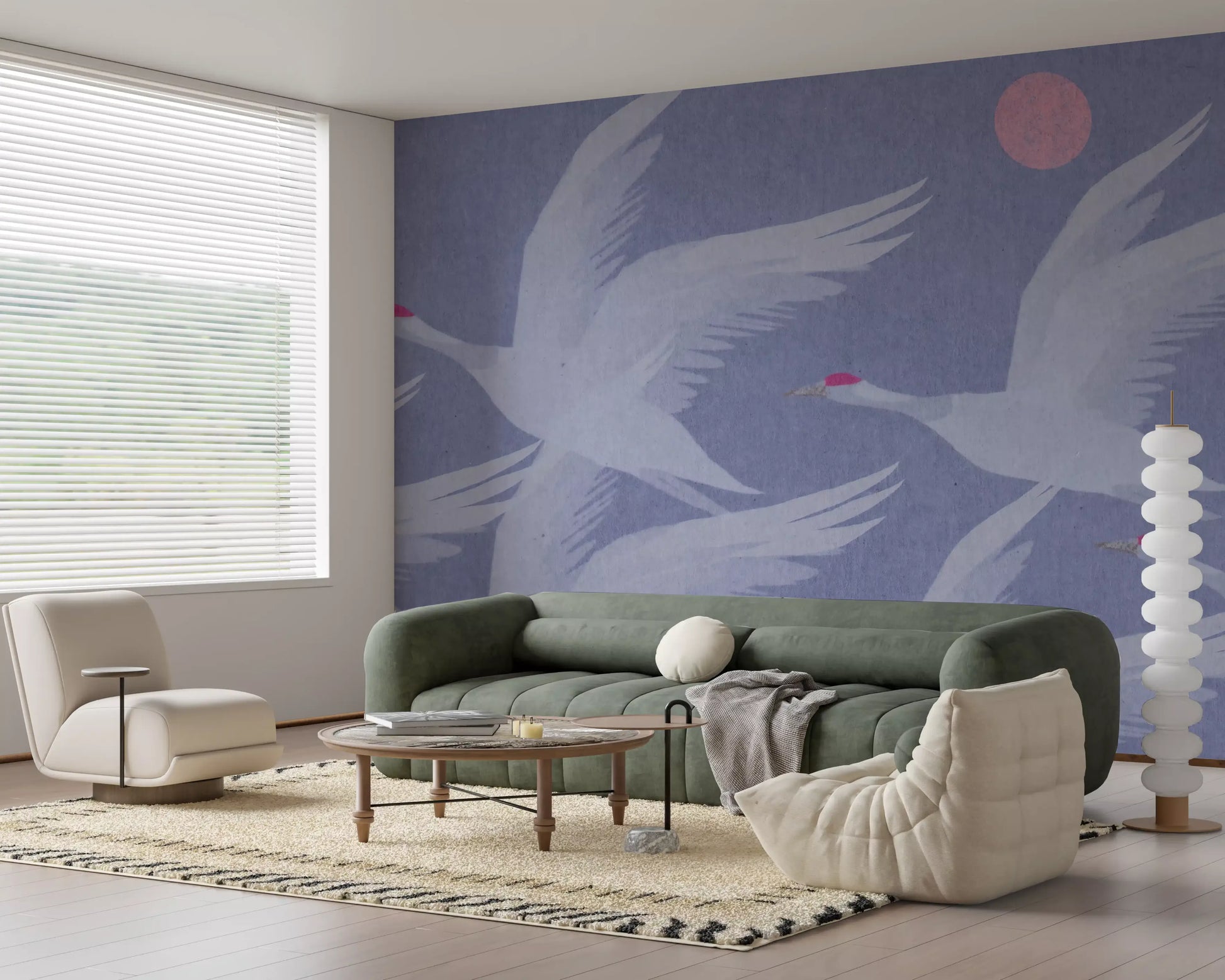 Origami Wings over Periwinkle Sky Wall Mural