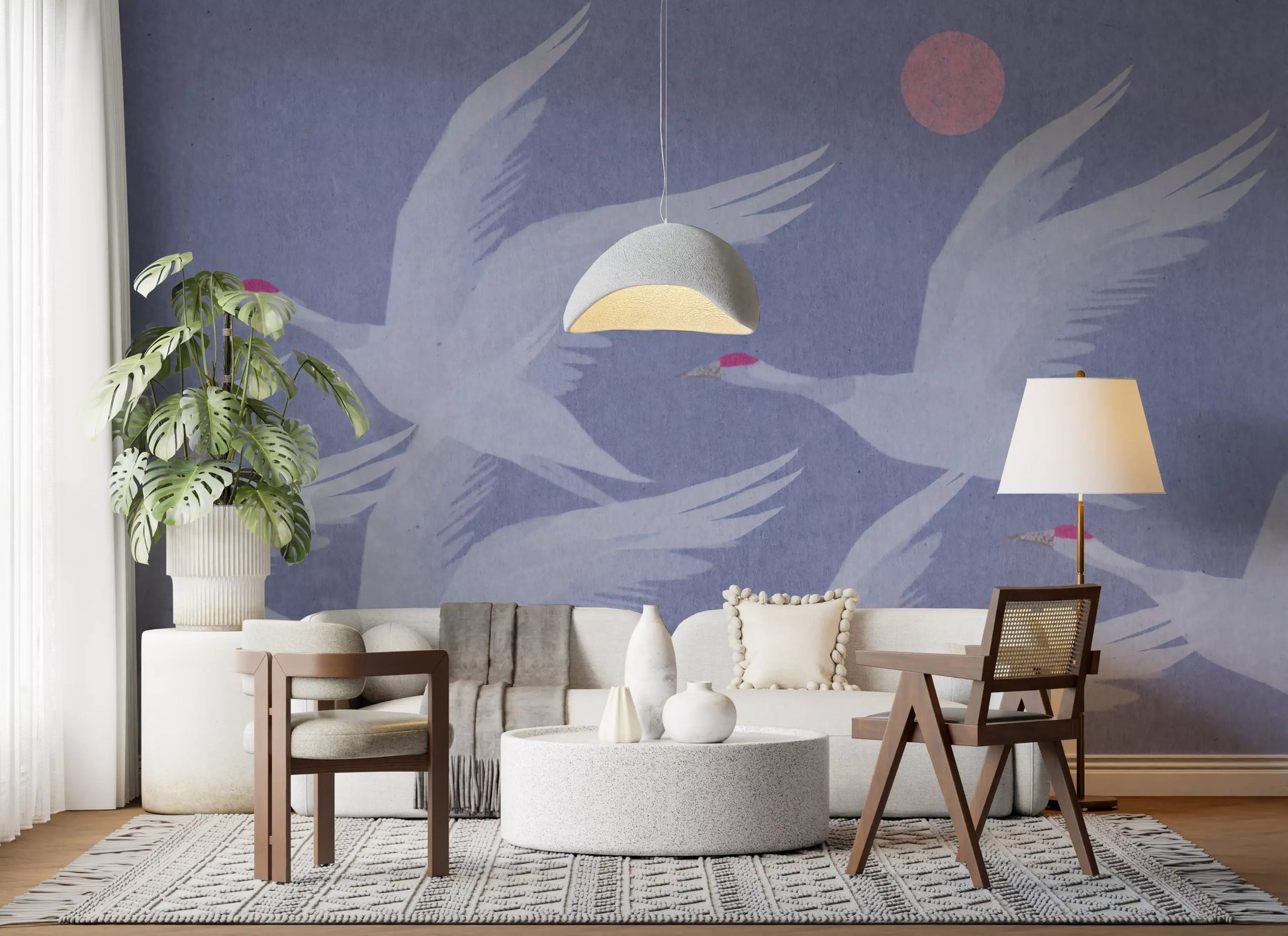 Origami Wings over Periwinkle Sky Wall Mural