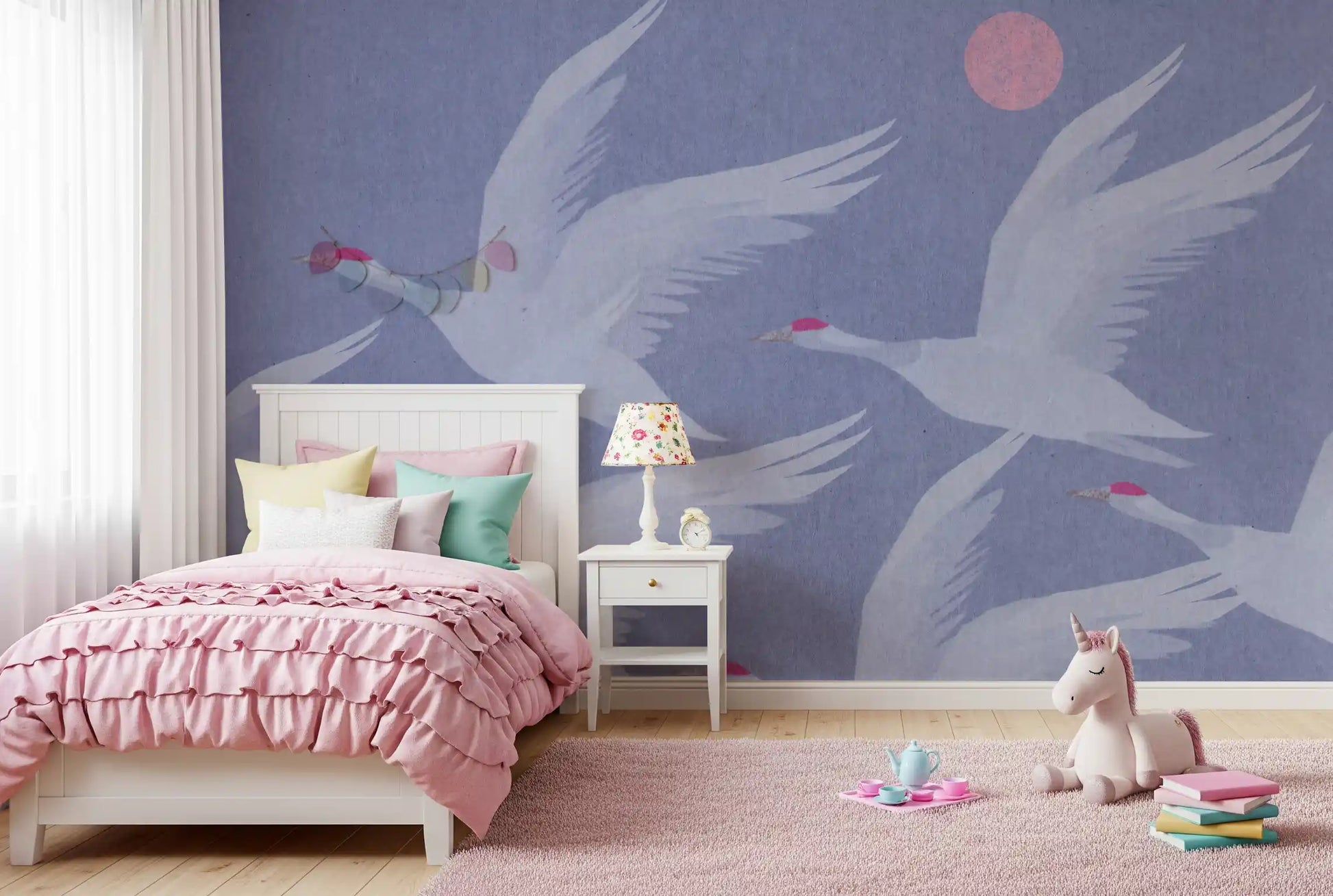 Origami Wings over Periwinkle Sky Wall Mural