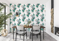 Heron in the White Lotus Garden on white Wallpaper⁠