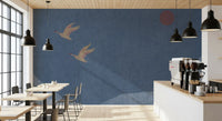 Soaring Birds Over Textured Hills Wall Mural