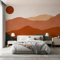 Terracotta Hills and Ochre Sun Sunset Wall Mural