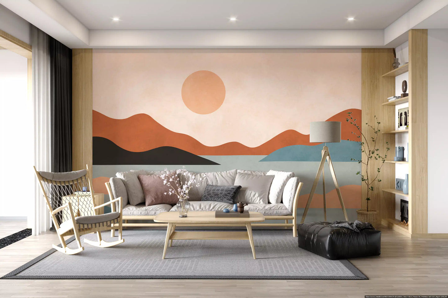 Earthy Ridges and Sunlit Calm Wall Mural