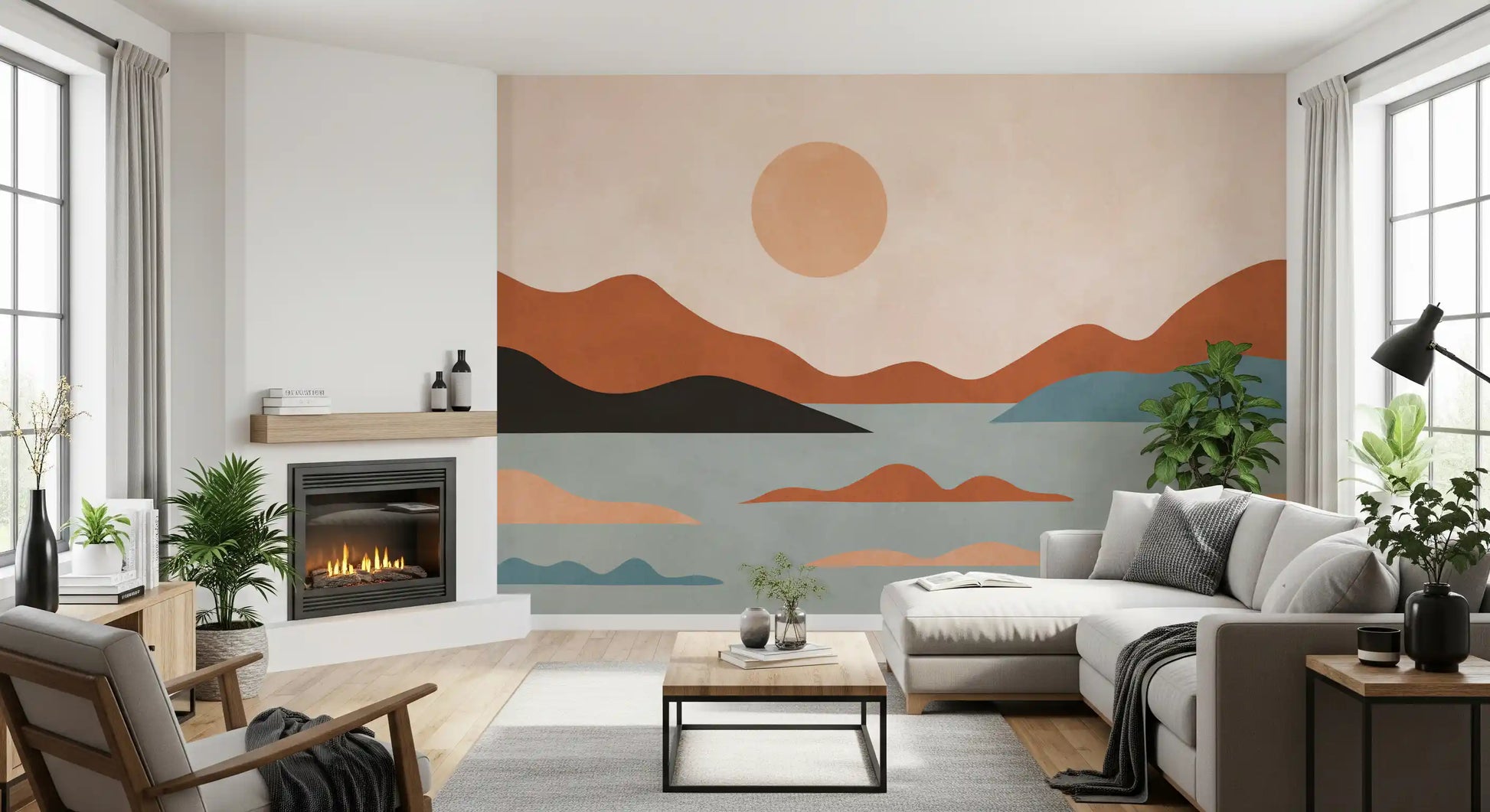 Earthy Ridges and Sunlit Calm Wall Mural