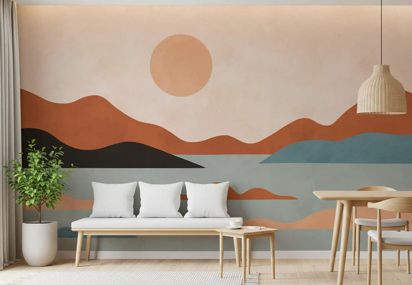 Earthy Ridges and Sunlit Calm Wall Mural
