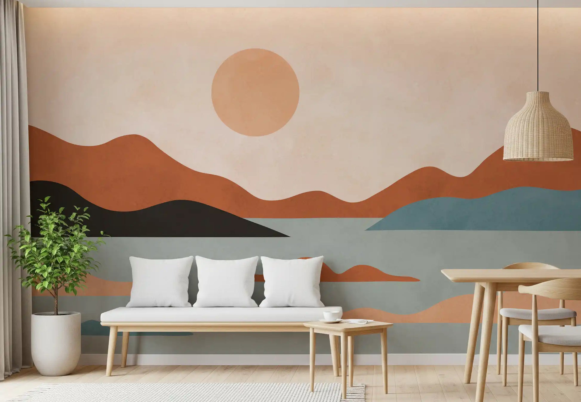 Earthy Ridges and Sunlit Calm Wall Mural