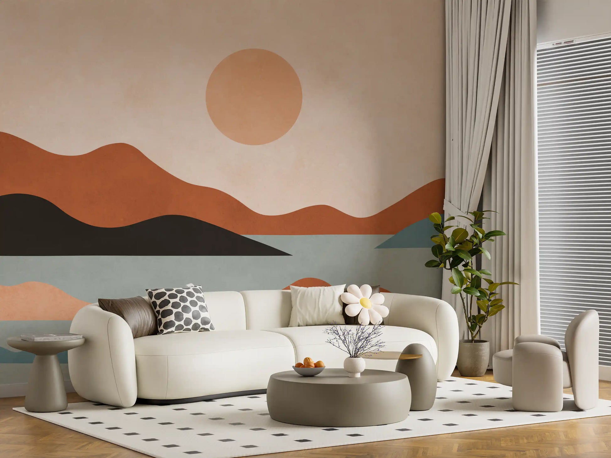 Earthy Ridges and Sunlit Calm Wall Mural