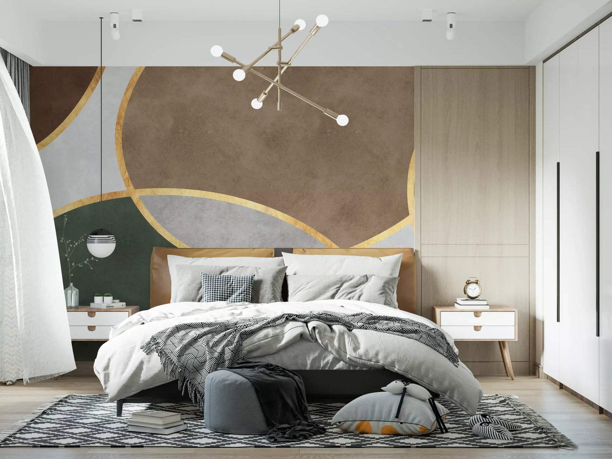 Mid Century Modern Organic Circles Wall Mural