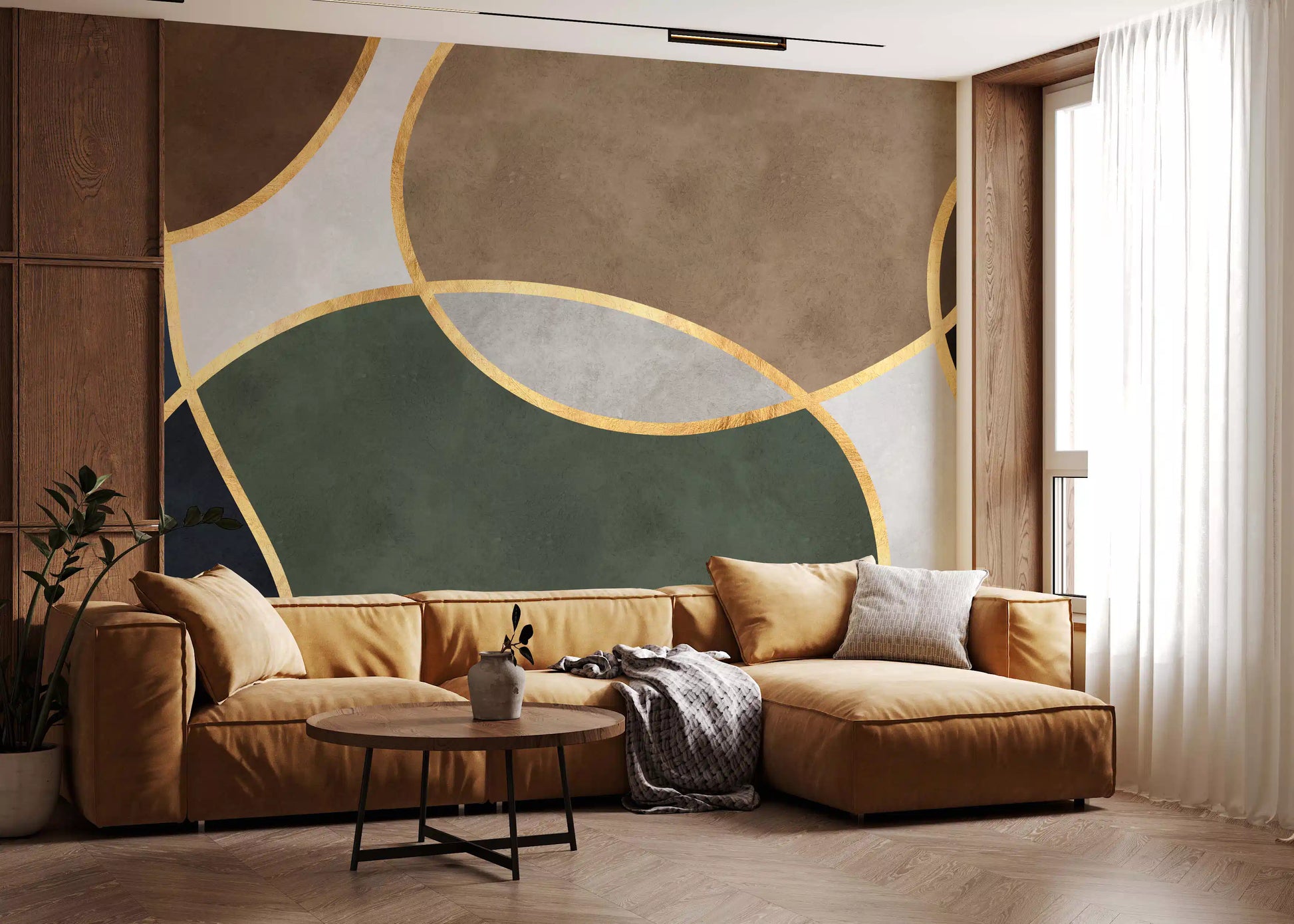 Mid Century Modern Organic Circles Wall Mural