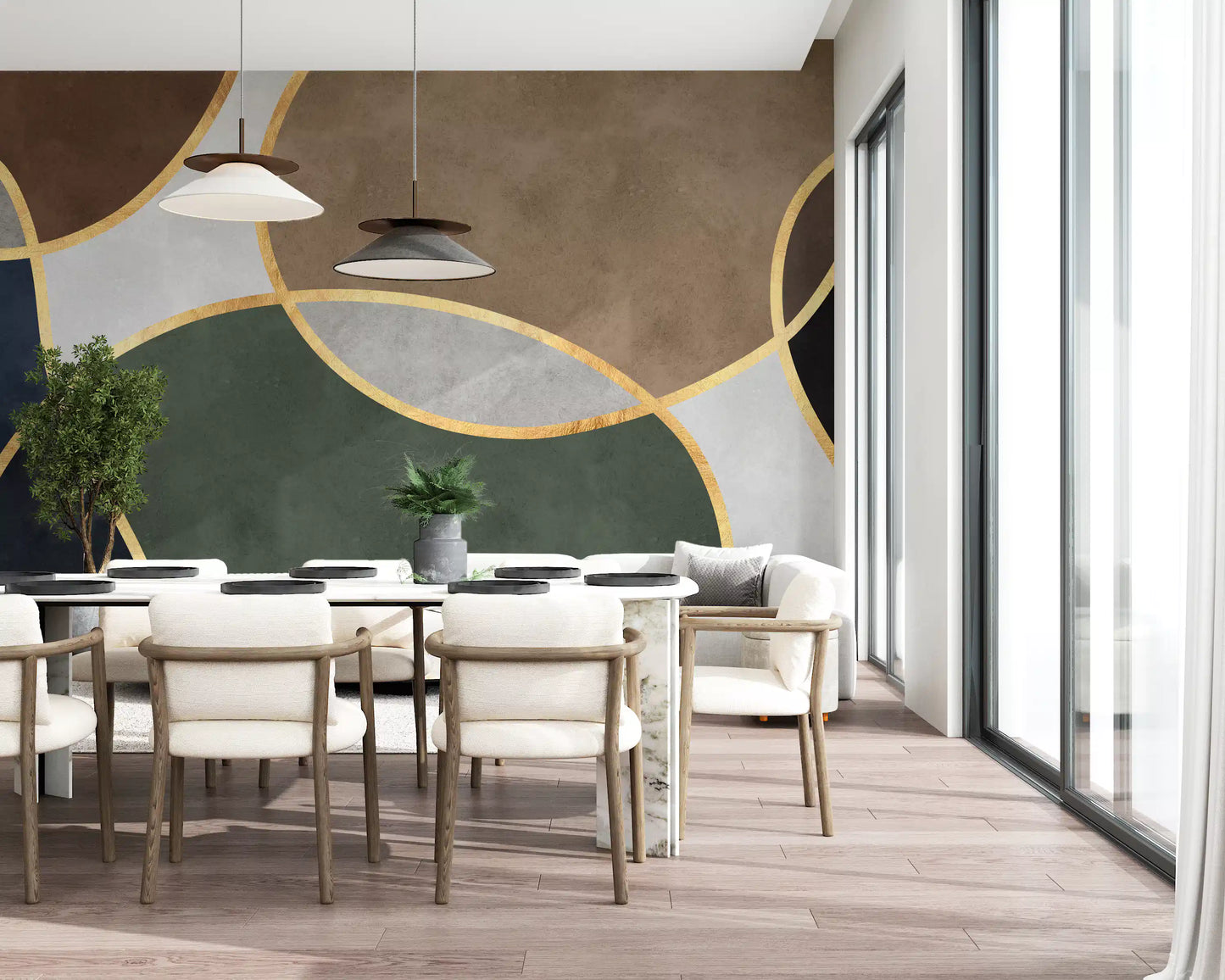 Mid Century Modern Organic Circles Wall Mural