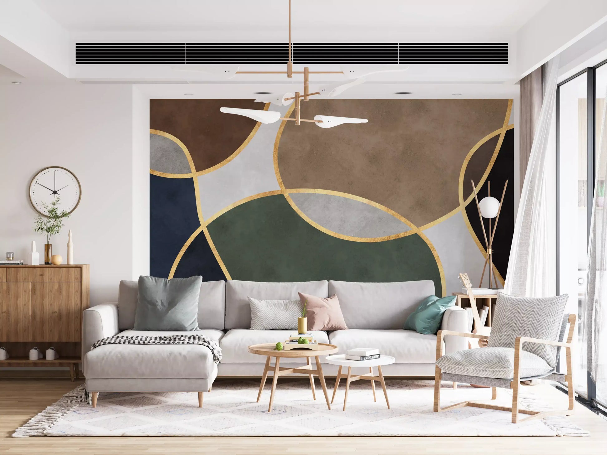Mid Century Modern Organic Circles Wall Mural