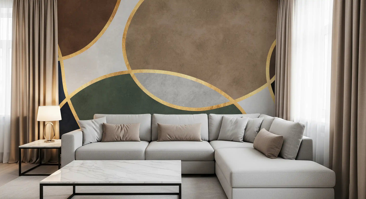 Mid Century Modern Organic Circles Wall Mural