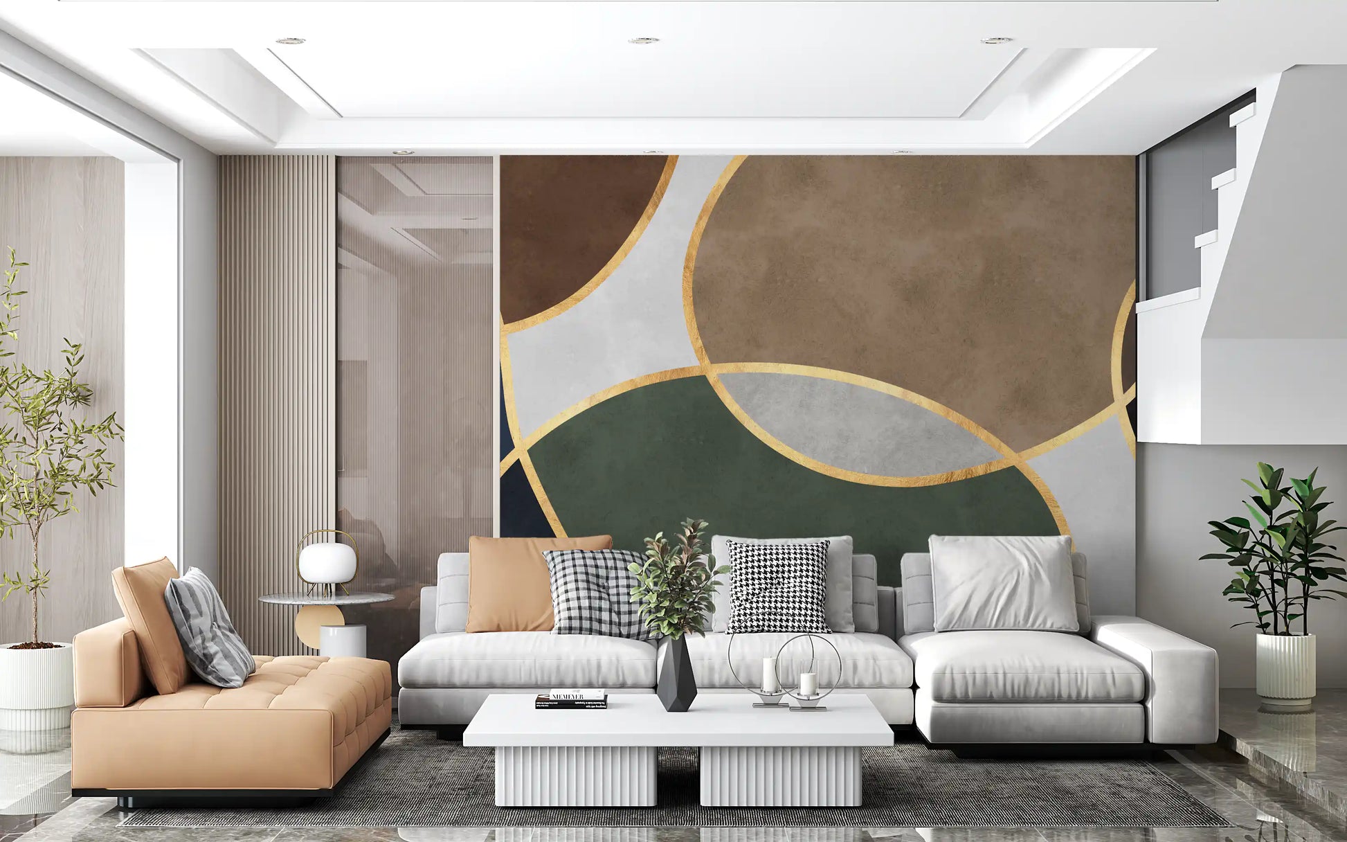 Mid Century Modern Organic Circles Wall Mural