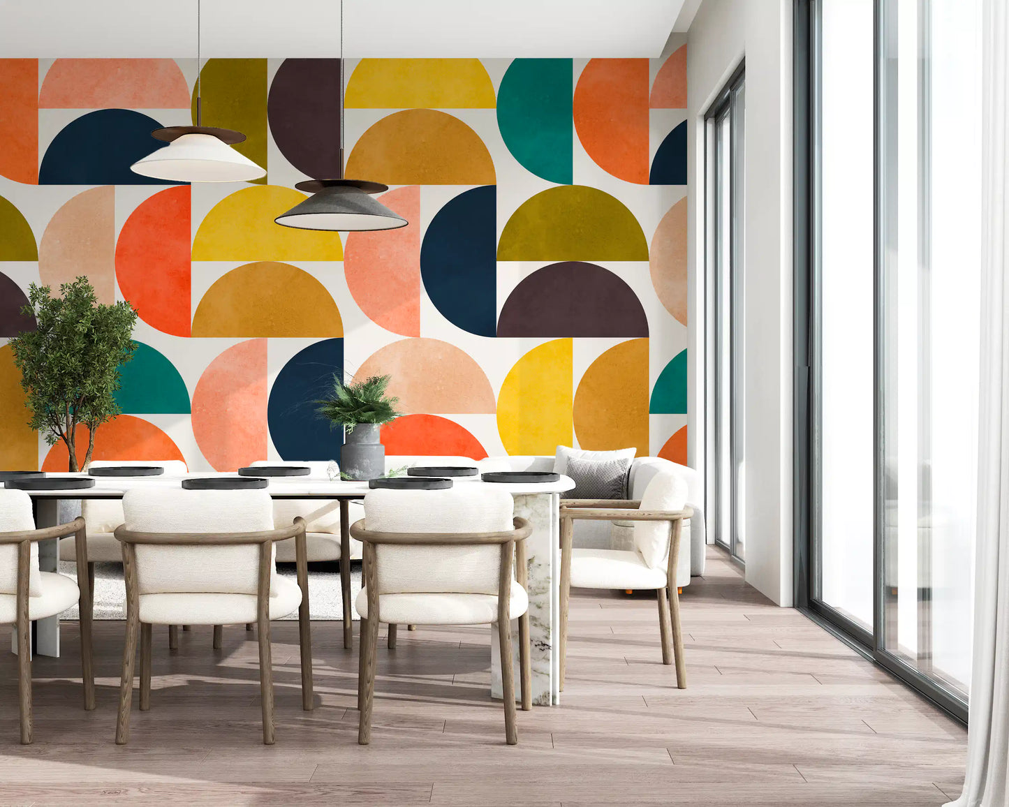 Mid Century Modern Arc Abstract Shapes Wall Mural