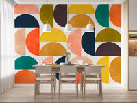 Mid Century Modern Arc Abstract Shapes Wall Mural