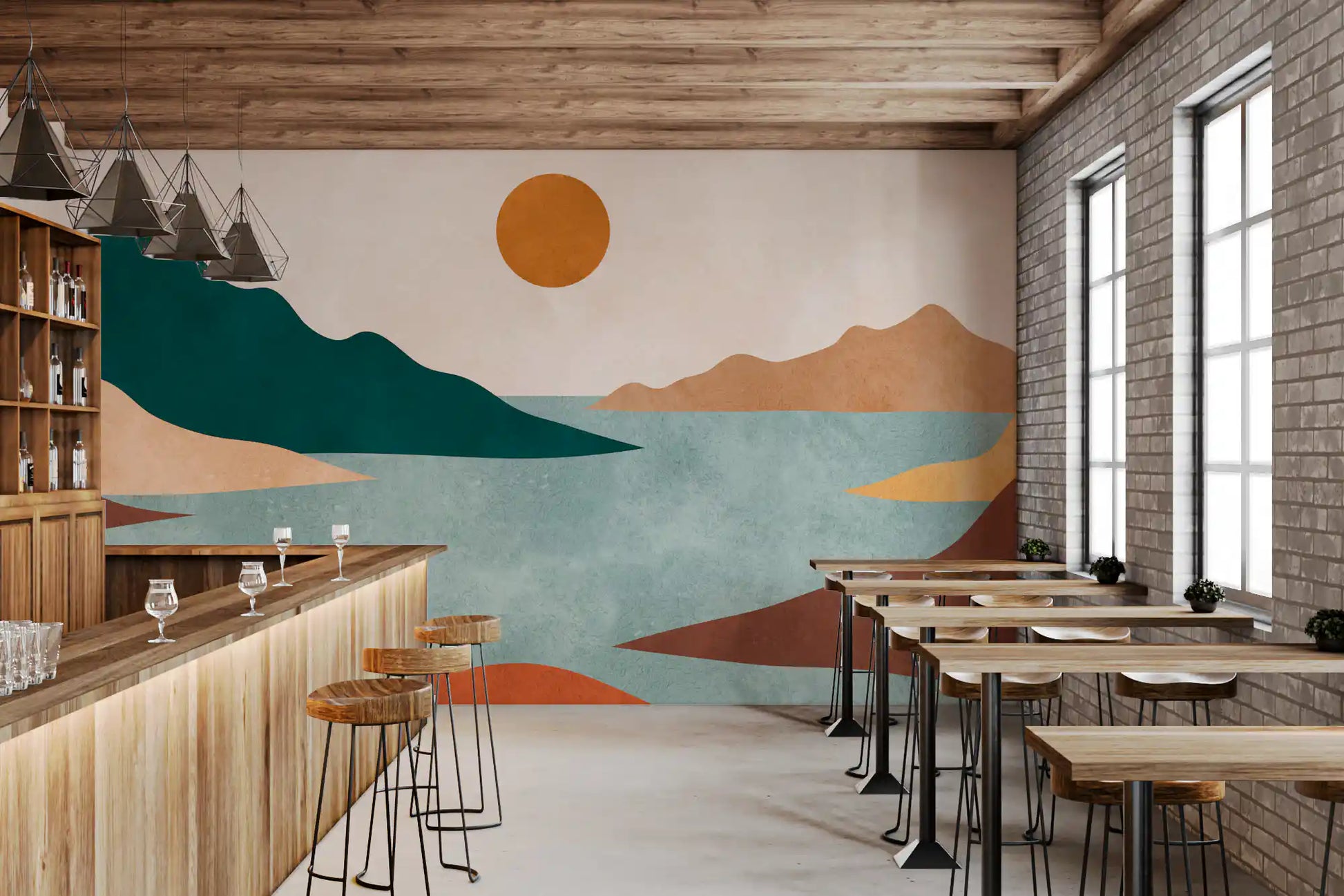 Tranquil Earth Minimalist Landscape Wall Mural
