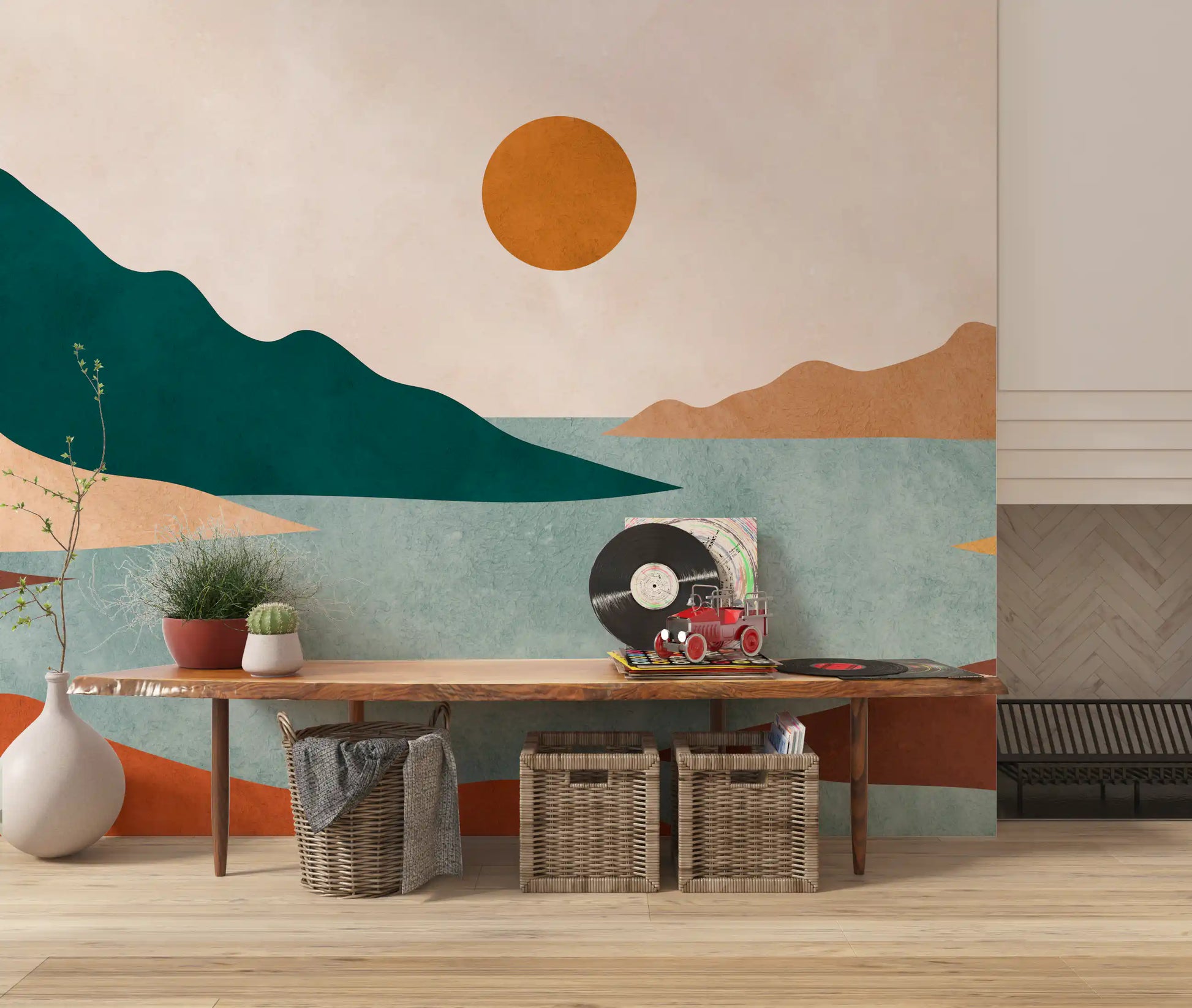 Tranquil Earth Minimalist Landscape Wall Mural