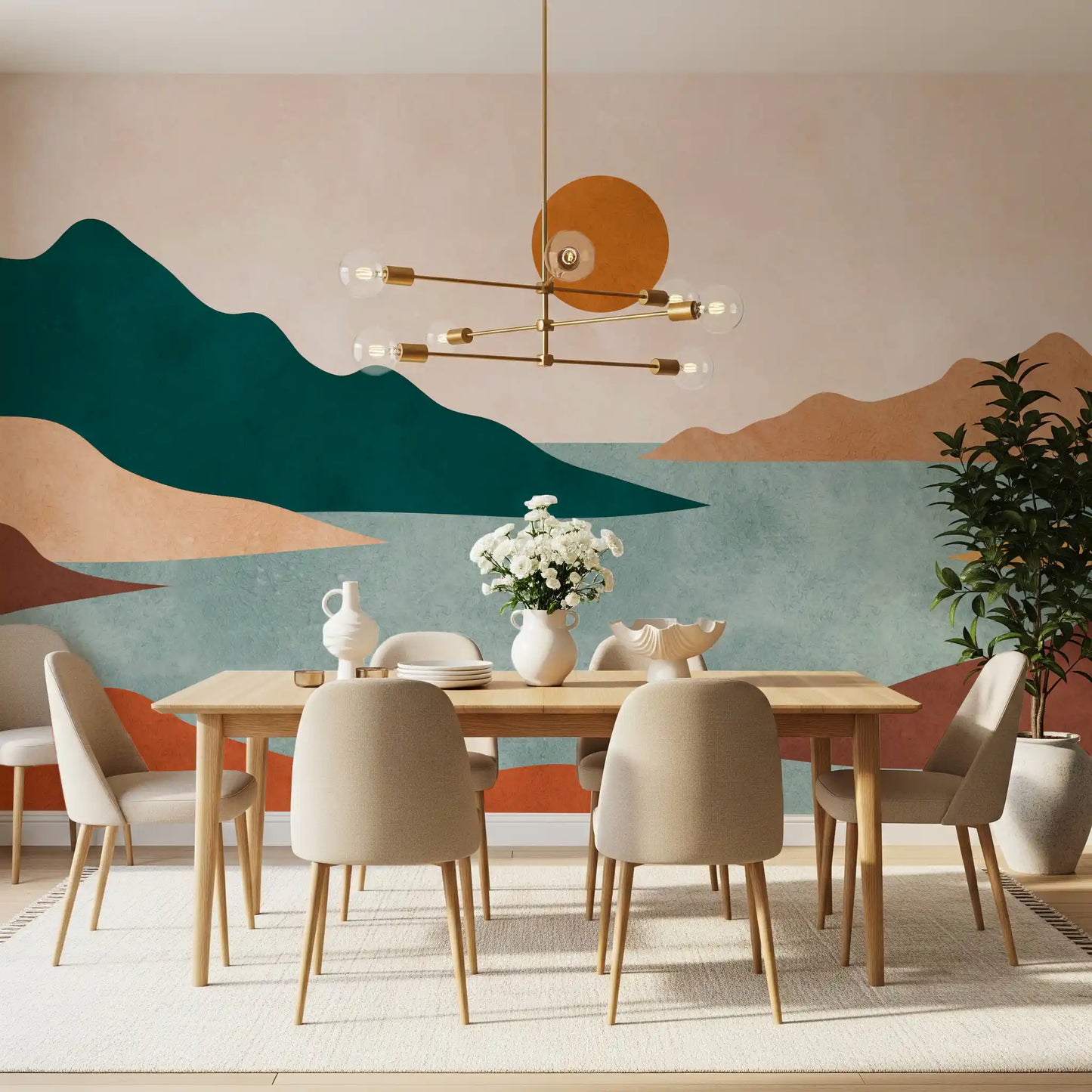 Tranquil Earth Minimalist Landscape Wall Mural