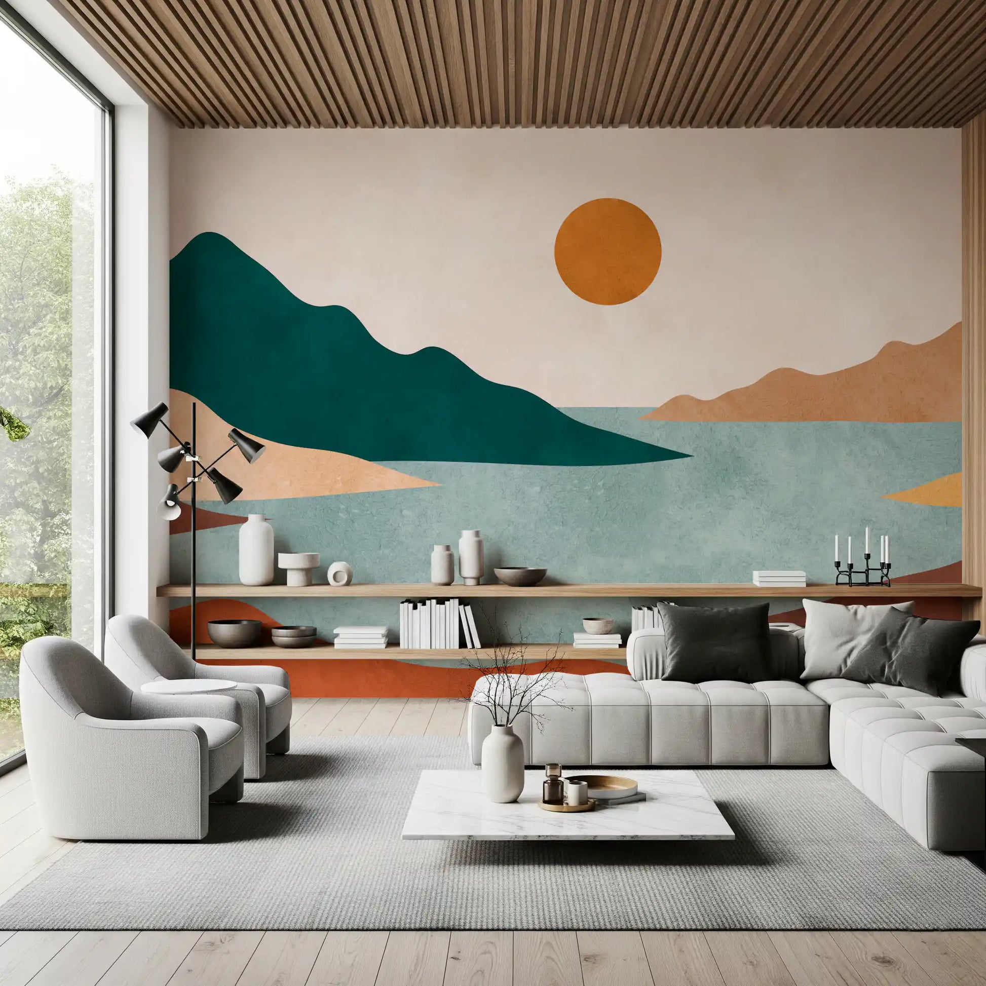 Tranquil Earth Minimalist Landscape Wall Mural
