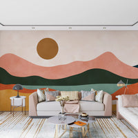 Terracotta Dunes and Golden Sun Wall Mural