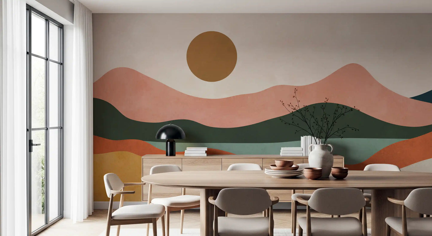 Terracotta Dunes and Golden Sun Wall Mural