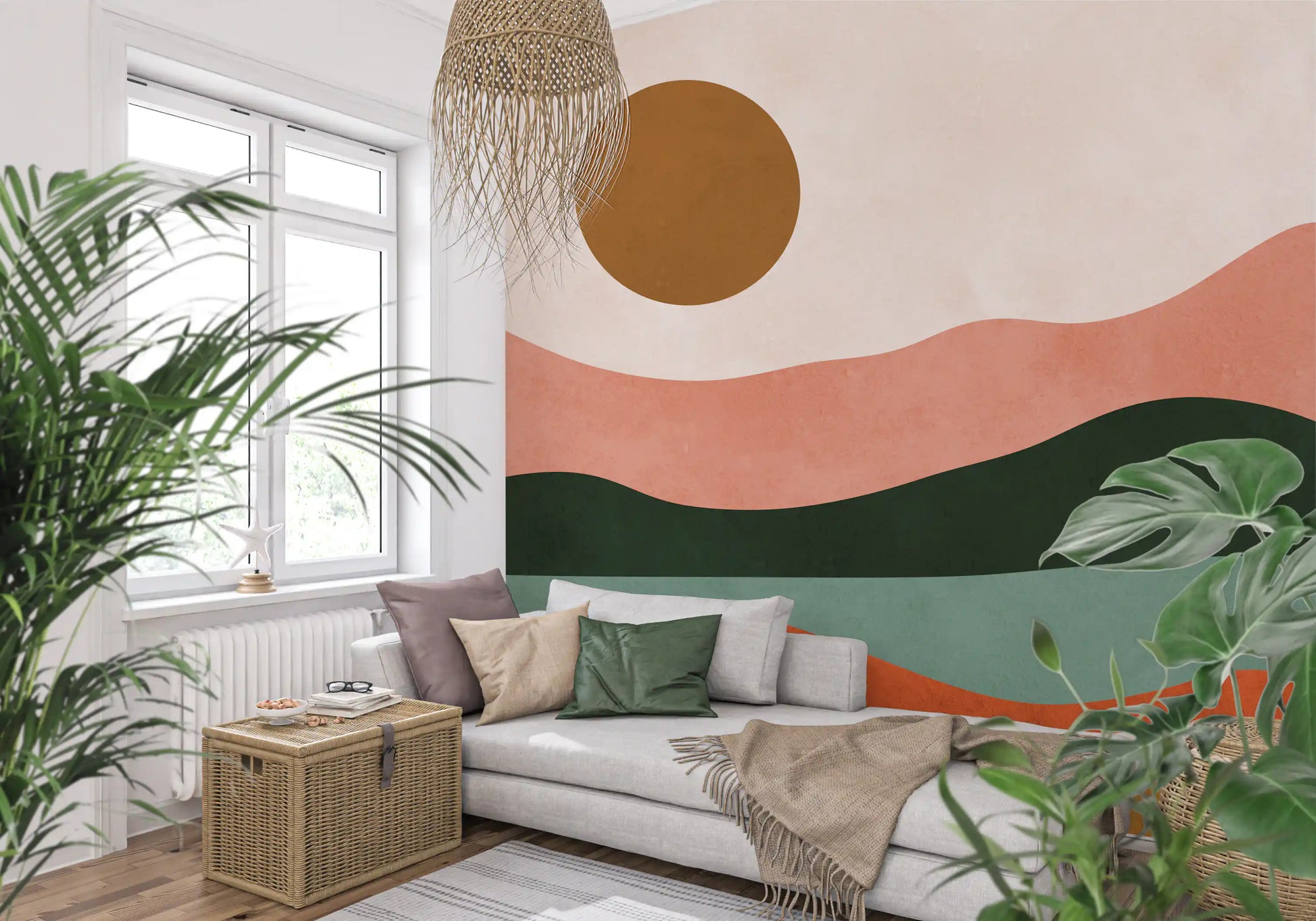 Terracotta Dunes and Golden Sun Wall Mural