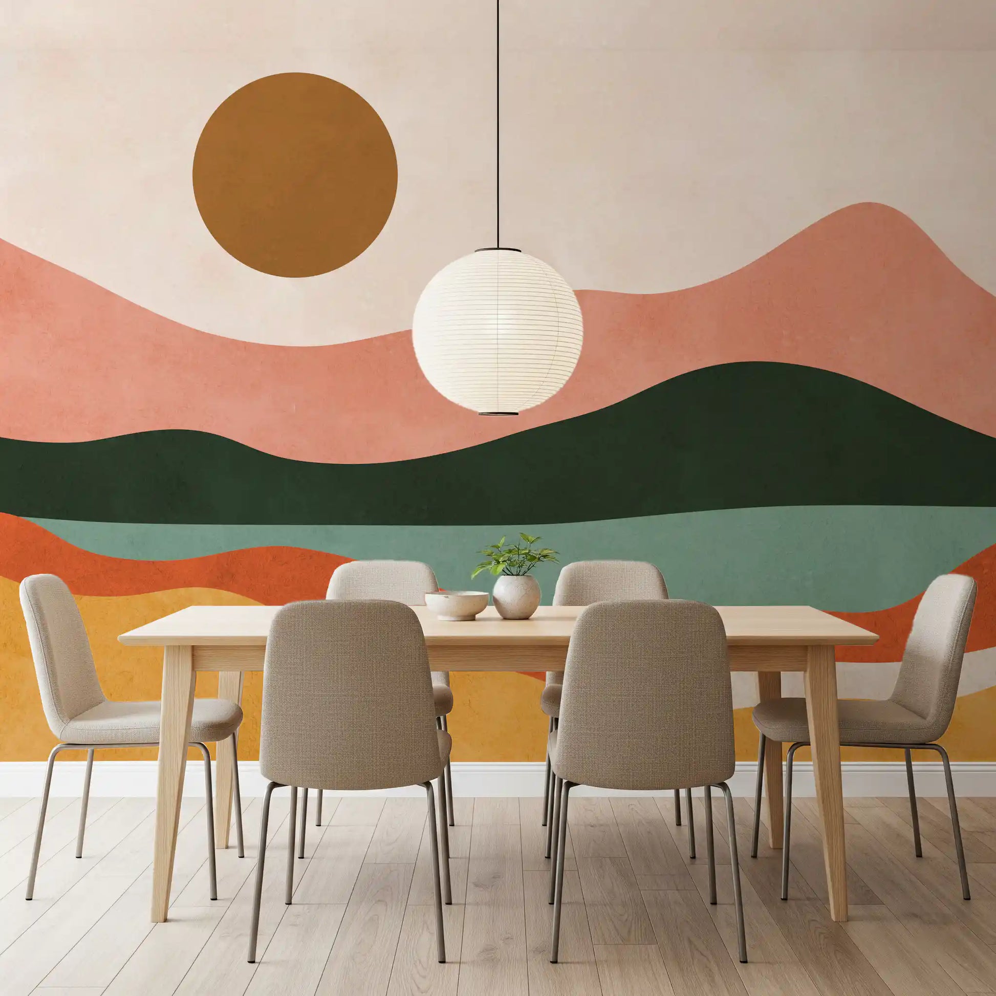 Terracotta Dunes and Golden Sun Wall Mural