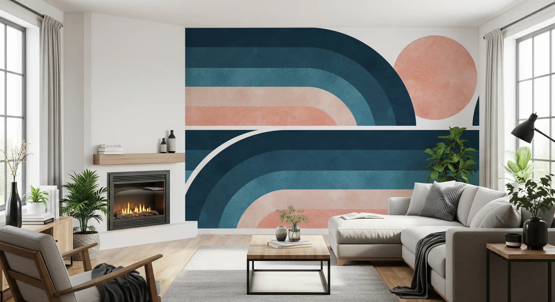 Nostalgic Horizon Arcs Wall Mural