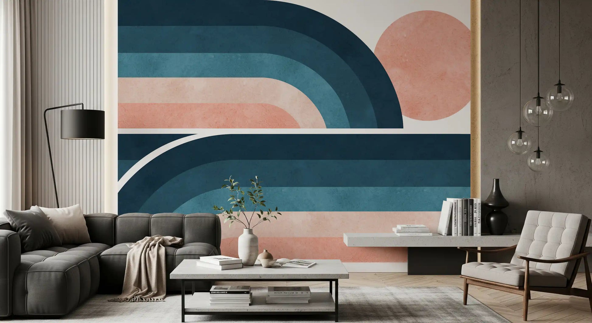 Nostalgic Horizon Arcs Wall Mural