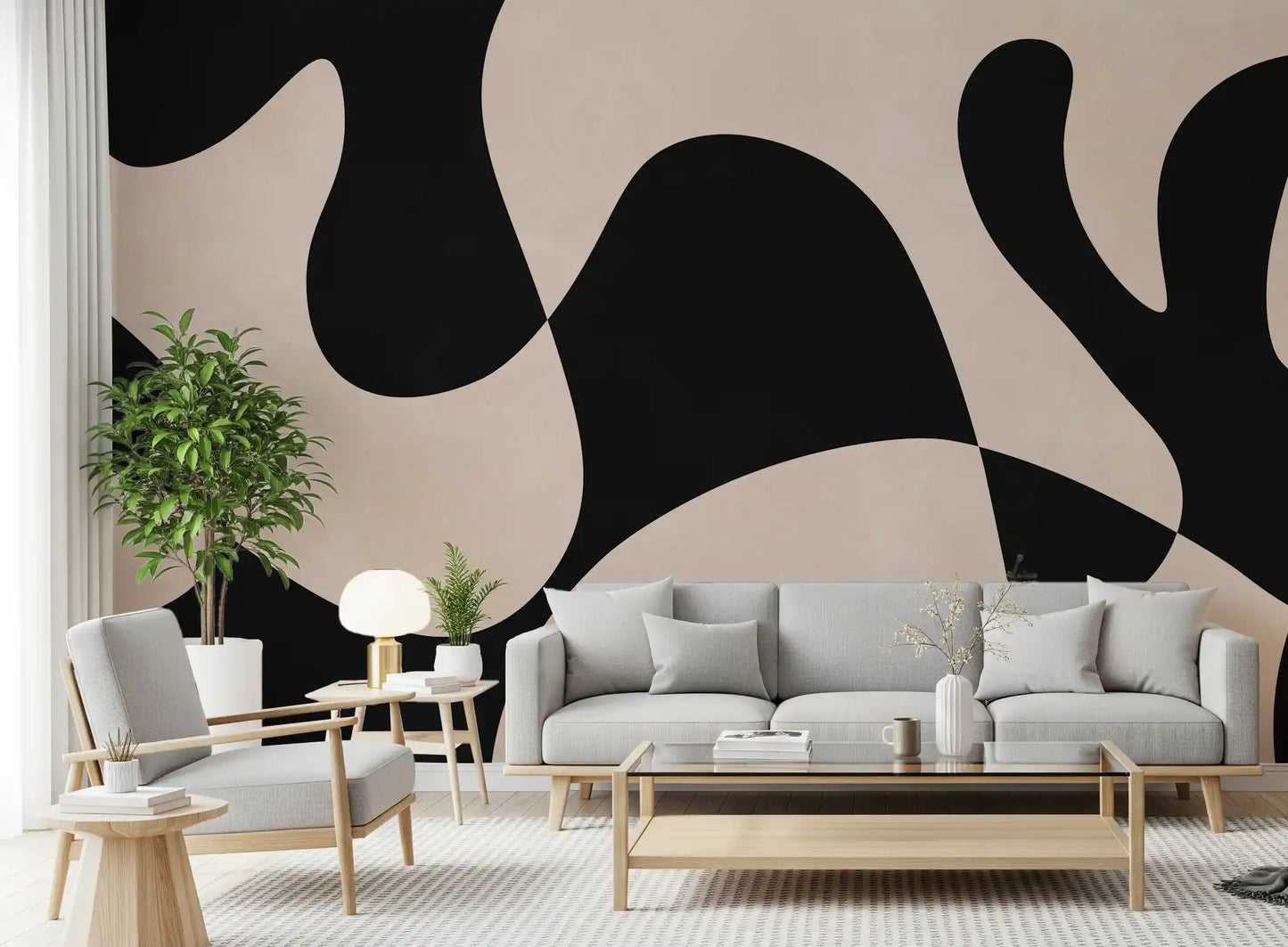 Minimalist Biomorphic Fluidity Wall Mural