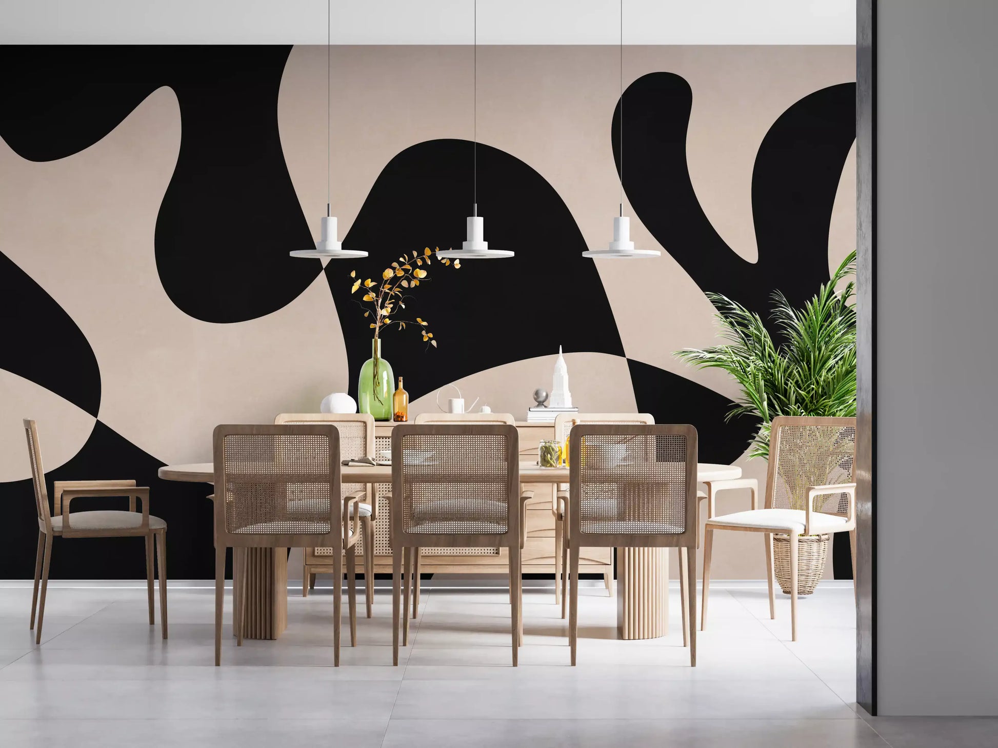 Minimalist Biomorphic Fluidity Wall Mural