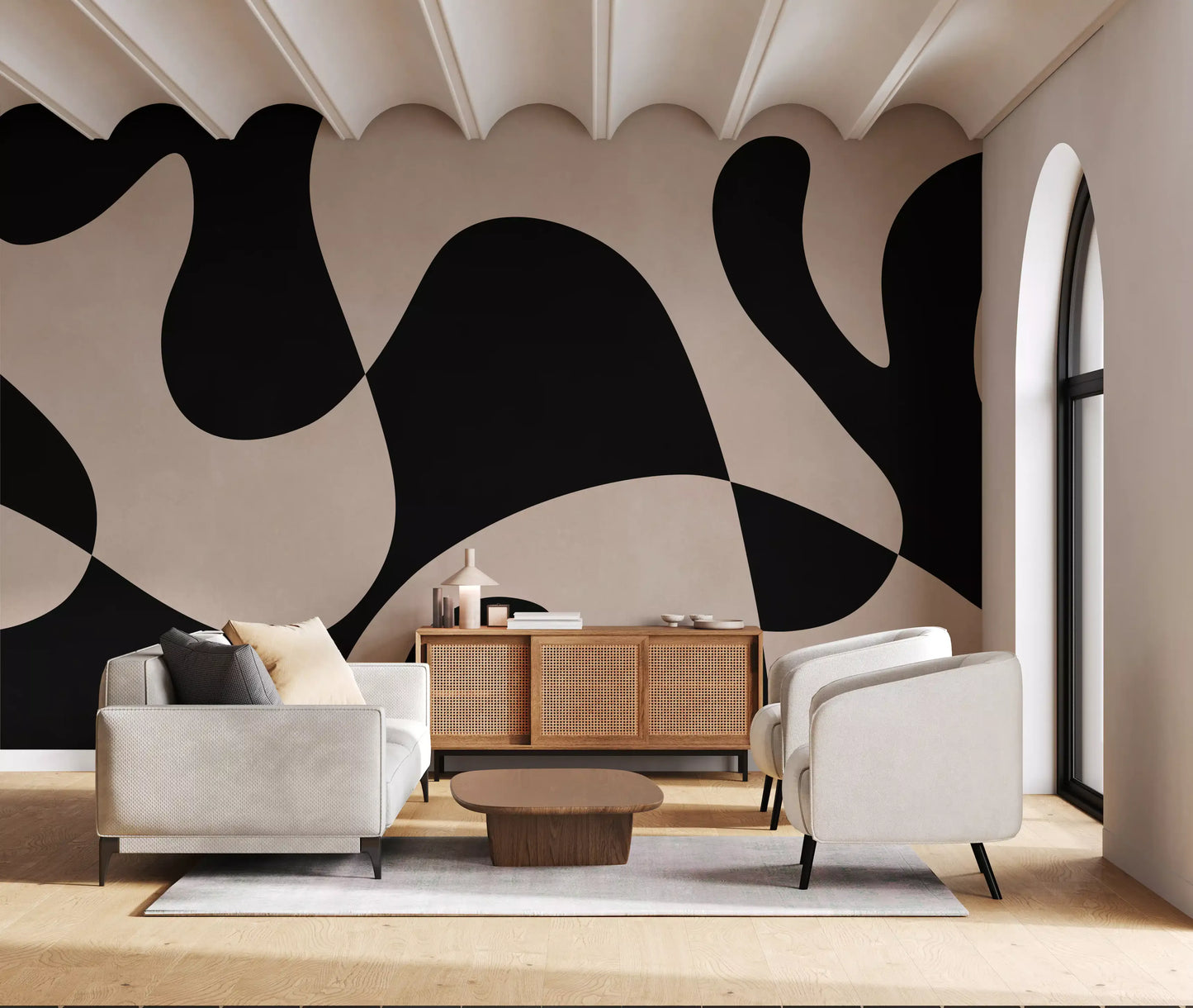 Minimalist Biomorphic Fluidity Wall Mural