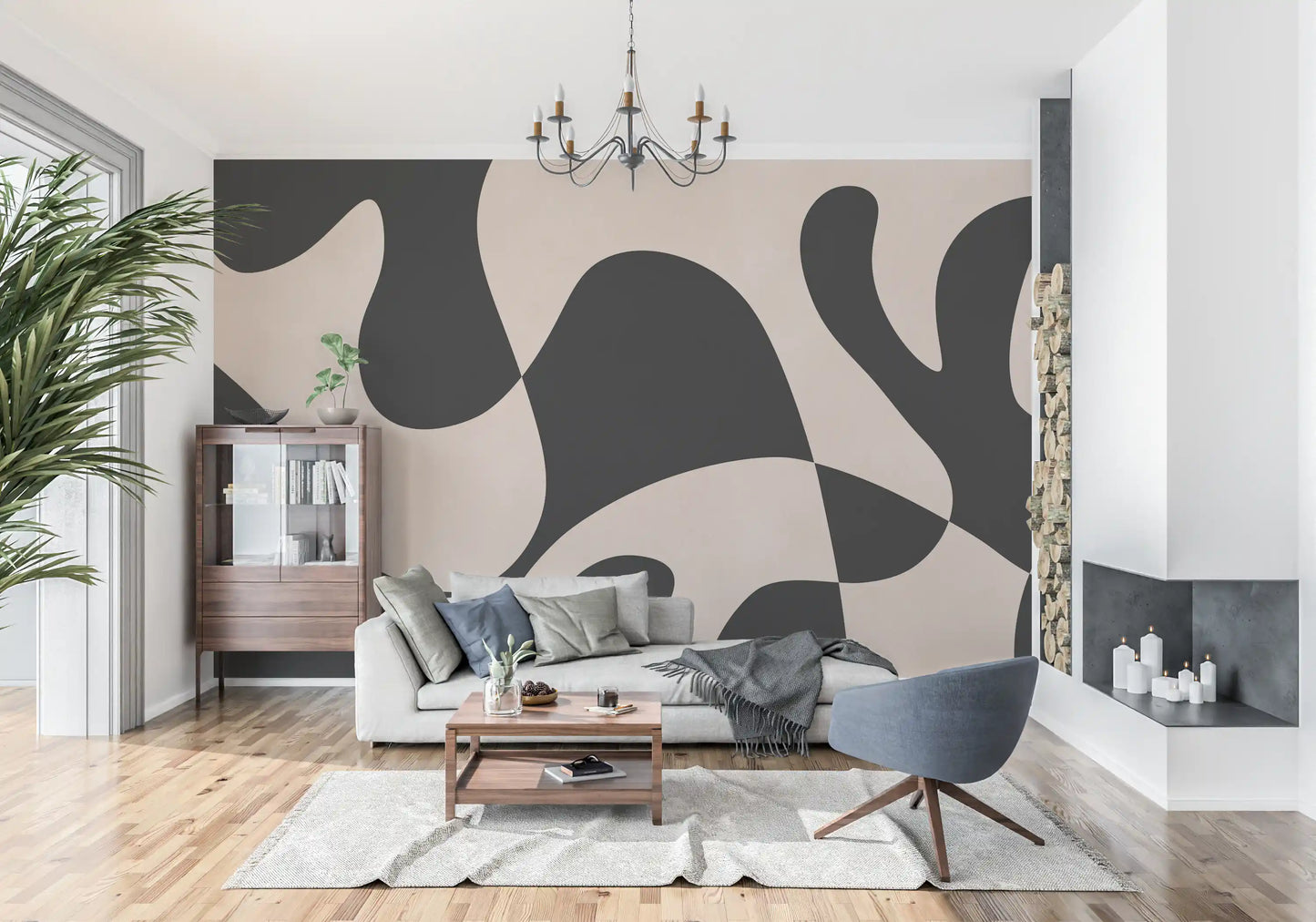 Minimalist Biomorphic Fluidity Wall Mural