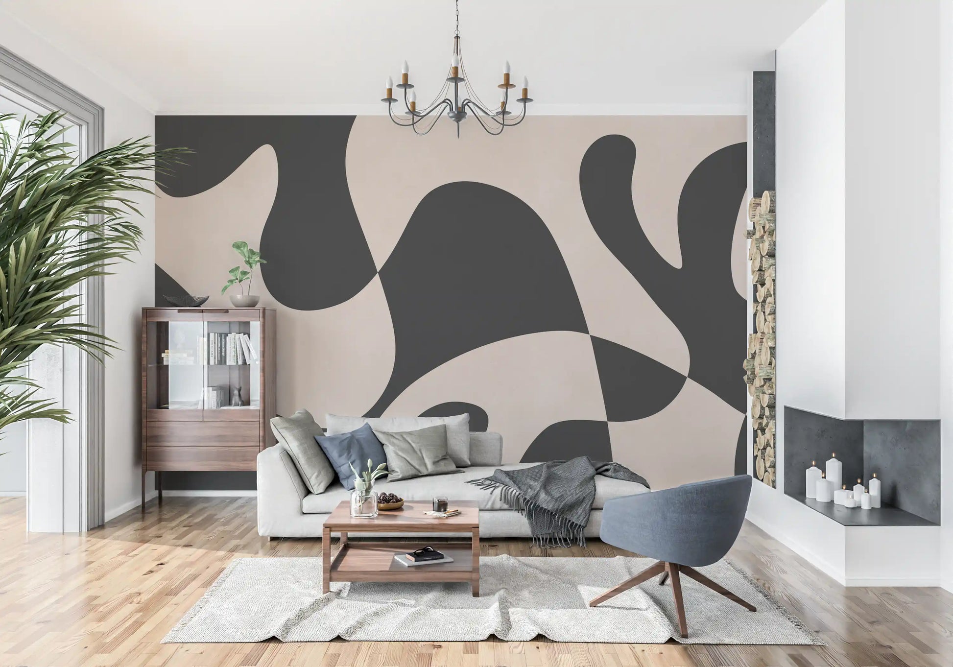Minimalist Biomorphic Fluidity Wall Mural