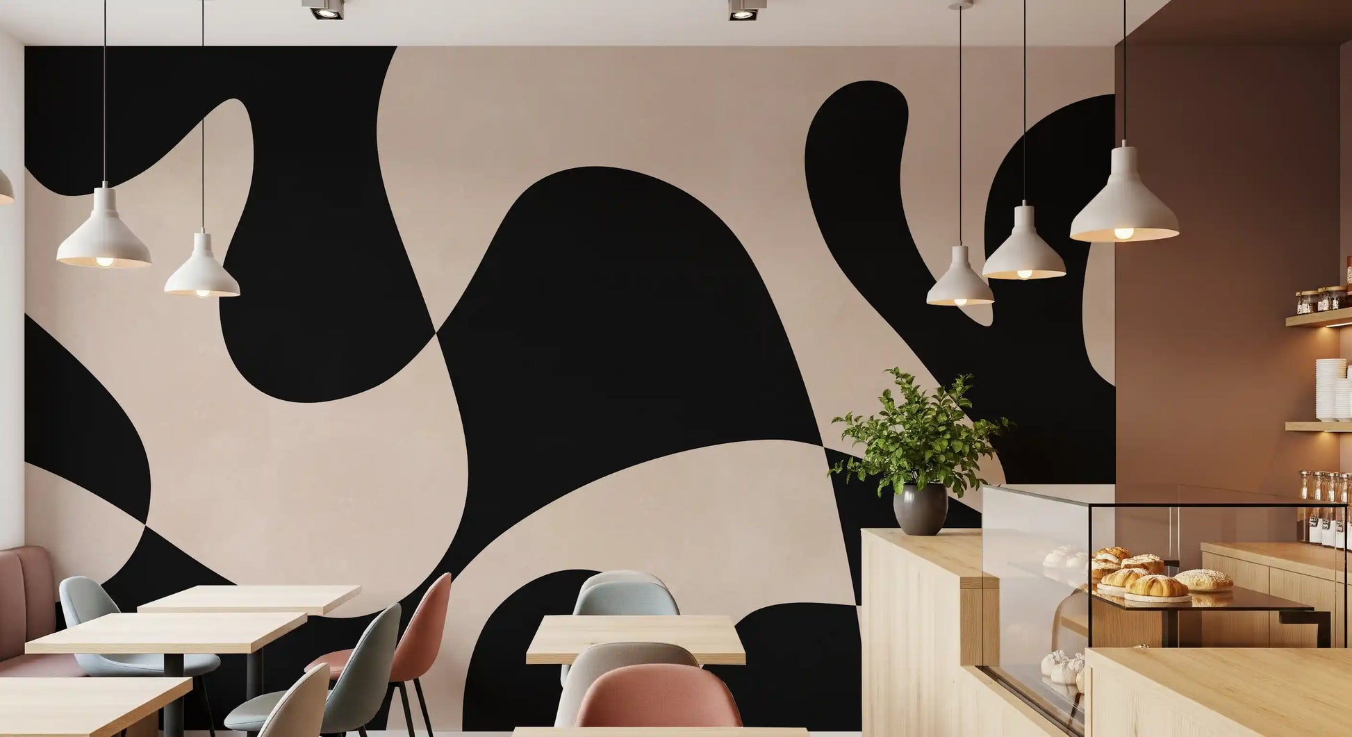 Minimalist Biomorphic Fluidity Wall Mural