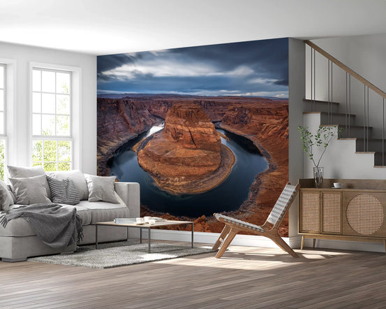 Majestic Horseshoe Bend Canyon Vista Wall Mural with red rocks and river GD11028