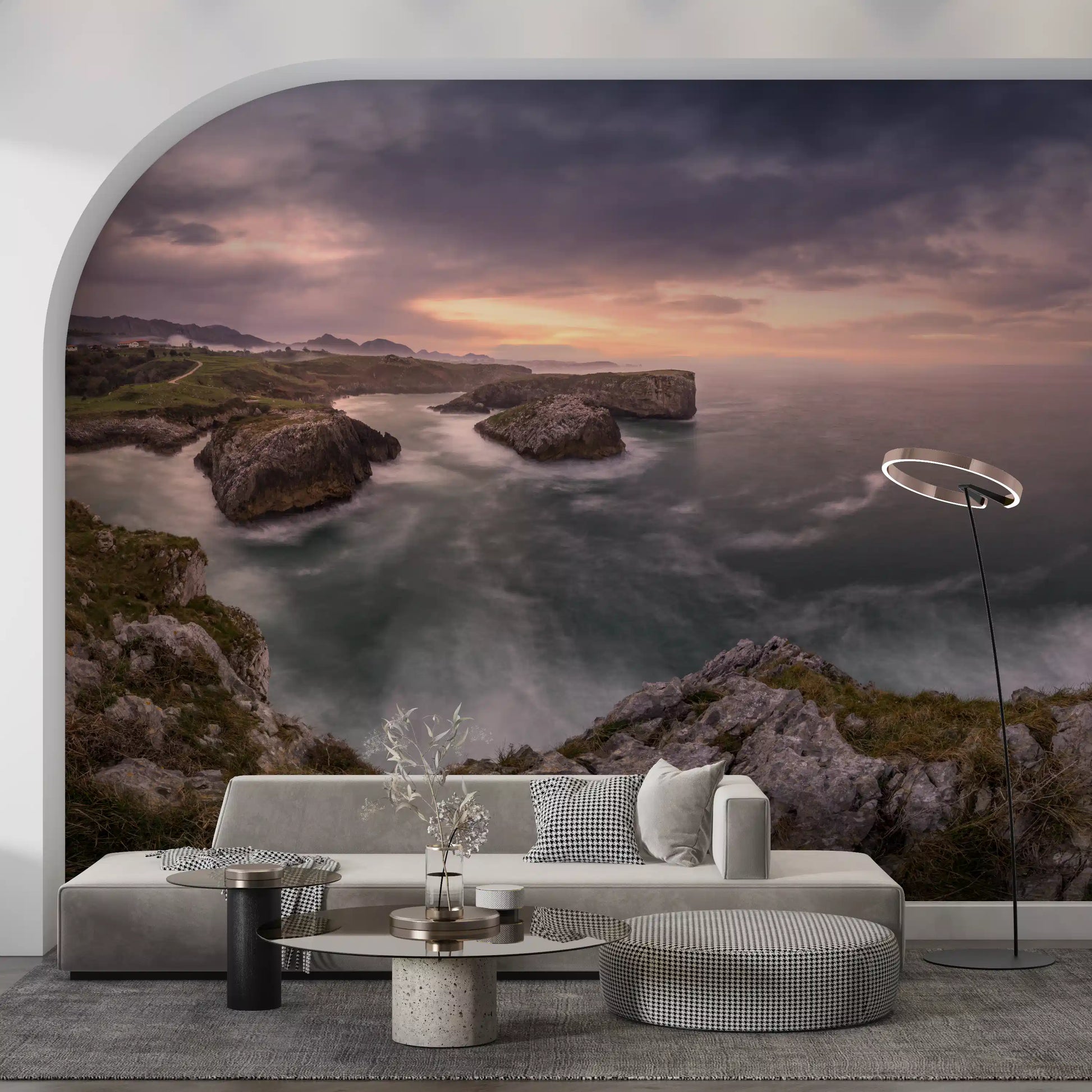 Sunset Coastal Cliffs Panorama Wall Mural
