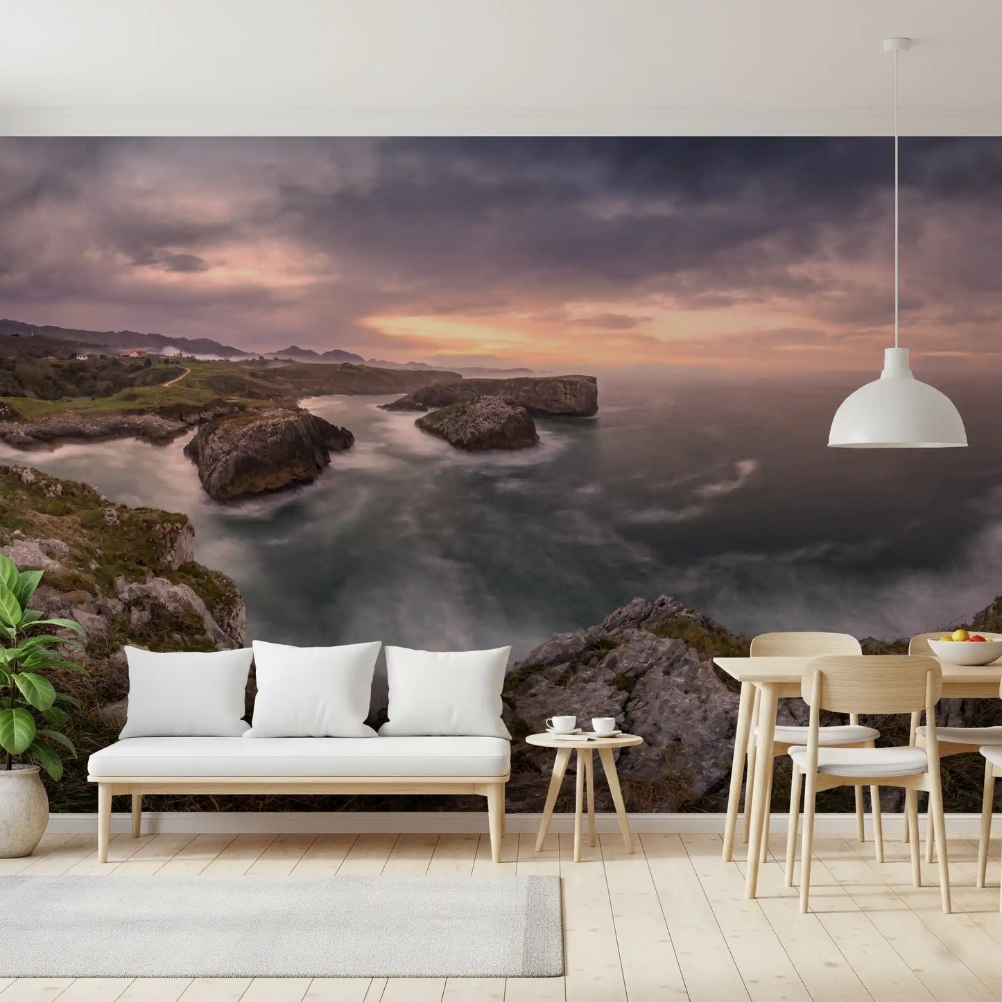Sunset Coastal Cliffs Panorama Wall Mural