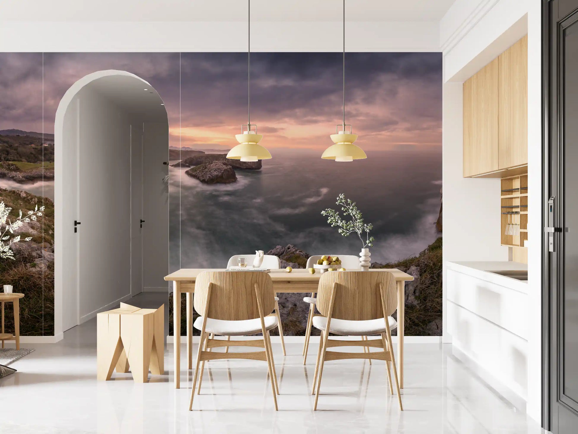 Sunset Coastal Cliffs Panorama Wall Mural